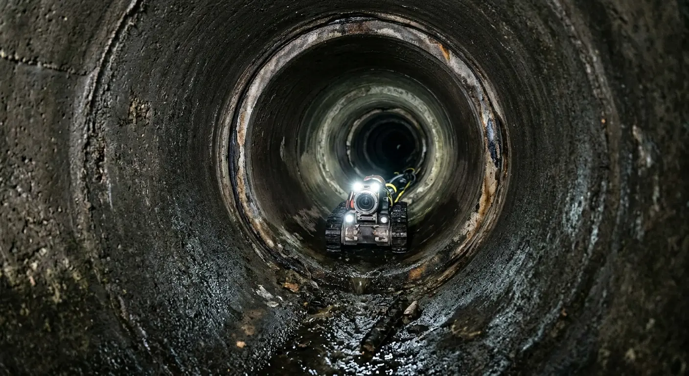 Robotic sewer camera inspecting pipe interior for Drain Snake Service in Montpelier